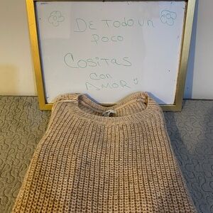 Bar III Tan Crew Neck Sweater with Ribbed Texture